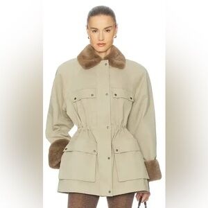 ELSA Women's Utility Jacket with Faux Fur - Tan